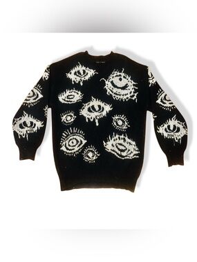 Black Eye Pattern Crewneck Gothic Sweater